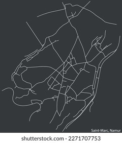 Detailed hand-drawn navigational urban street roads map of the SAINT-MARC DISTRICT of the Belgian city of NAMUR, Belgium with vivid road lines and name tag on solid background