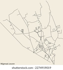 Detailed hand-drawn navigational urban street roads map of the WIJGMAAL BOROUGH of the Belgian city of LEUVEN, Belgium with vivid road lines and name tag on solid background