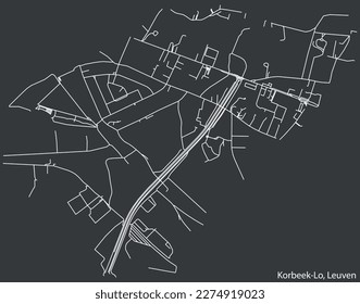 Detailed hand-drawn navigational urban street roads map of the KORBEEK-LO BOROUGH of the Belgian city of LEUVEN, Belgium with vivid road lines and name tag on solid background