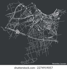 Detailed hand-drawn navigational urban street roads map of the HEVERLEE BOROUGH of the Belgian city of LEUVEN, Belgium with vivid road lines and name tag on solid background