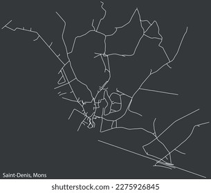Detailed hand-drawn navigational urban street roads map of the SAINT-DENIS DISTRICT of the Belgian city of MONS, Belgium with vivid road lines and name tag on solid background