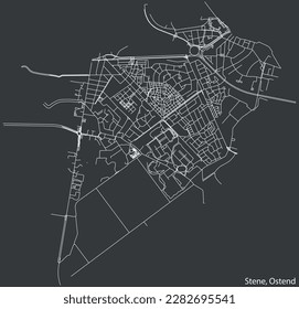 Detailed hand-drawn navigational urban street roads map of the STENE MUNICIPALITY of the Belgian city of OSTEND, Belgium with vivid road lines and name tag on solid background