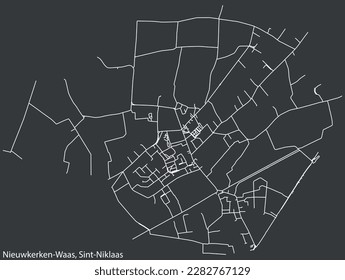 Detailed hand-drawn navigational urban street roads map of the NIEUWKERKEN-WAAS MUNICIPALITY of the Belgian city of SINT-NIKLAAS, Belgium with vivid road lines and name tag on solid background