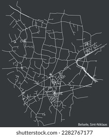 Detailed hand-drawn navigational urban street roads map of the BELSELE MUNICIPALITY of the Belgian city of SINT-NIKLAAS, Belgium with vivid road lines and name tag on solid background