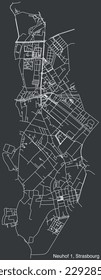 Detailed hand-drawn navigational urban street roads map of the NEUHOF 1 DISTRICT of the French city of STRASBOURG, France with vivid road lines and name tag on solid background