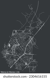 Detailed hand-drawn navigational urban street roads map of the MARCQ-EN-BARŒUL QUARTER of the French city of LILLE, France with vivid road lines and name tag on solid background