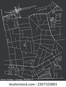 Detailed hand-drawn navigational urban street roads map of the SAINTE-THÉRÈSE - QUINELEU SUB-QUARTER of the French city of RENNES, France with vivid road lines and name tag on solid background