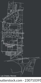 Detailed hand-drawn navigational urban street roads map of the LES CHALAIS SUB-QUARTER of the French city of RENNES, France with vivid road lines and name tag on solid background