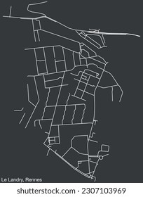 Detailed hand-drawn navigational urban street roads map of the LA LANDRY SUB-QUARTER of the French city of RENNES, France with vivid road lines and name tag on solid background