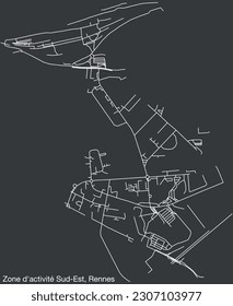 Detailed hand-drawn navigational urban street roads map of the ZONE D'ACTIVITÉ SUD-EST SUB-QUARTER of the French city of RENNES, France with vivid road lines and name tag on solid background