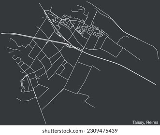 Detailed hand-drawn navigational urban street roads map of the TAISSY COMMUNE of the French city of REIMS, France with vivid road lines and name tag on solid background