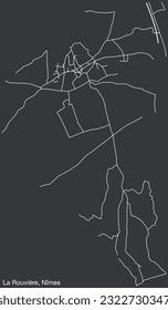Detailed hand-drawn navigational urban street roads map of the LA ROUVIÈRE COMMUNE of the French city of NÎMES, France with vivid road lines and name tag on solid background