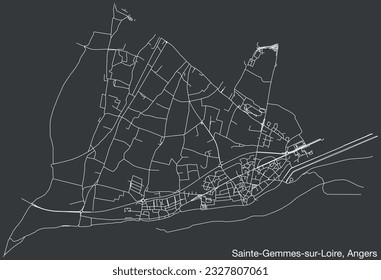 Detailed hand-drawn navigational urban street roads map of the SAINTE-GEMMES-SUR-LOIRE COMMUNE of the French city of ANGERS, France with vivid road lines and name tag on solid background