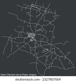 Detailed hand-drawn navigational urban street roads map of the SAINT-CLÉMENT-DE-LA-PLACE COMMUNE of the French city of ANGERS, France with vivid road lines and name tag on solid background