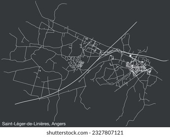 Detailed hand-drawn navigational urban street roads map of the SAINT-LÉGER-DE-LINIÈRES COMMUNE of the French city of ANGERS, France with vivid road lines and name tag on solid background