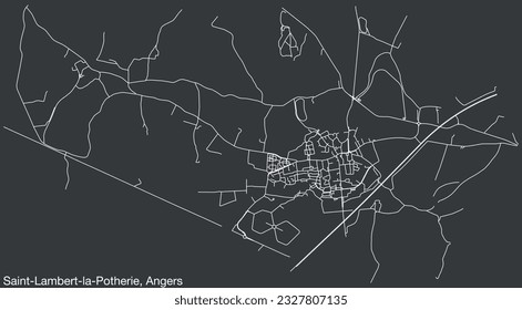 Detailed hand-drawn navigational urban street roads map of the SAINT-LAMBERT-LA-POTHERIE COMMUNE of the French city of ANGERS, France with vivid road lines and name tag on solid background