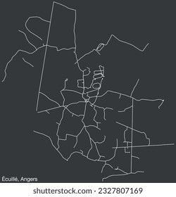 Detailed hand-drawn navigational urban street roads map of the ÉCUILLÉ COMMUNE of the French city of ANGERS, France with vivid road lines and name tag on solid background