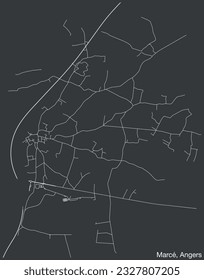 Detailed hand-drawn navigational urban street roads map of the MARCÉ COMMUNE of the French city of ANGERS, France with vivid road lines and name tag on solid background