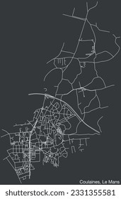 Detailed hand-drawn navigational urban street roads map of the COULAINES COMMUNE of the French city of LE MANS, France with vivid road lines and name tag on solid background