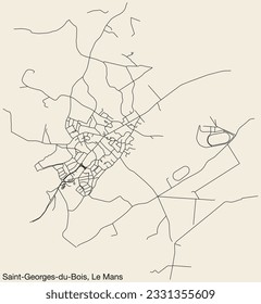 Detailed hand-drawn navigational urban street roads map of the SAINT-GEORGES-DU-BOIS COMMUNE of the French city of LE MANS, France with vivid road lines and name tag on solid background