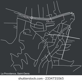 Detailed hand-drawn navigational urban street roads map of the LA PROVIDENCE QUARTER of the French city of SAINT-DENIS (LA RÉUNION), France with vivid road lines and name tag on solid background