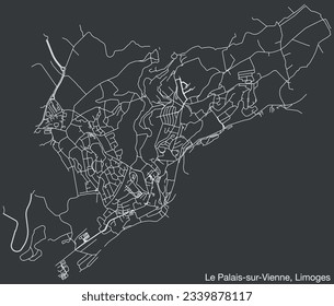 Detailed hand-drawn navigational urban street roads map of the LE PALAIS-SUR-VIENNE COMUNE of the French city of LIMOGES, France with vivid road lines and name tag on solid background