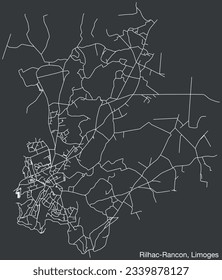 Detailed hand-drawn navigational urban street roads map of the RILHAC-RANCON COMUNE of the French city of LIMOGES, France with vivid road lines and name tag on solid background