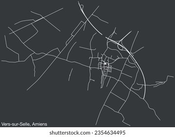 Detailed hand-drawn navigational urban street roads map of the VERS-SUR-SELLE COMMUNE of the French city of AMIENS, France with vivid road lines and name tag on solid background