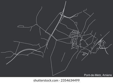 Detailed hand-drawn navigational urban street roads map of the PONT-DE-METZ COMMUNE of the French city of AMIENS, France with vivid road lines and name tag on solid background