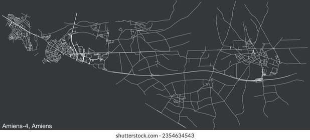 Detailed hand-drawn navigational urban street roads map of the AMIENS-4 CANTON of the French city of AMIENS, France with vivid road lines and name tag on solid background