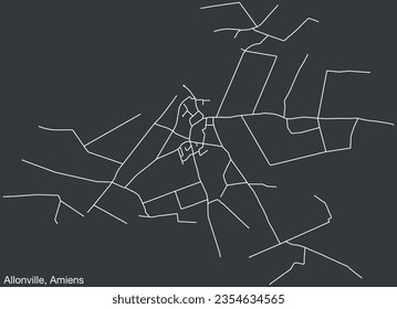 Detailed hand-drawn navigational urban street roads map of the ALLONVILLE COMMUNE of the French city of AMIENS, France with vivid road lines and name tag on solid background