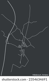 Detailed hand-drawn navigational urban street roads map of the HÉBÉCOURT COMMUNE of the French city of AMIENS, France with vivid road lines and name tag on solid background