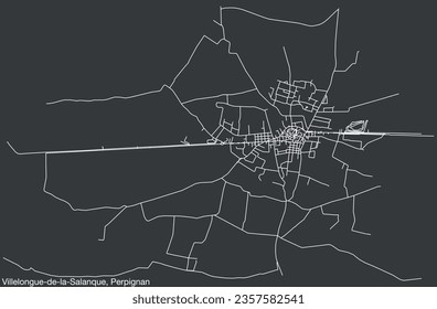 Detailed hand-drawn navigational urban street roads map of the VILLELONGUE-DE-LA-SALANQUE COMMUNE of the French city of PERPIGNAN, France with vivid road lines and name tag on solid background