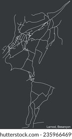 Detailed hand-drawn navigational urban street roads map of the LARNOD COMMUNE of the French city of BESANCON, France with vivid road lines and name tag on solid background
