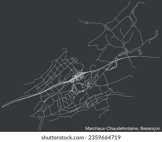 Detailed hand-drawn navigational urban street roads map of the MARCHAUX-CHAUDEFONTAINE COMMUNE of the French city of BESANCON, France with vivid road lines and name tag on solid background