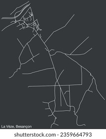 Detailed hand-drawn navigational urban street roads map of the LA VÈZE COMMUNE of the French city of BESANCON, France with vivid road lines and name tag on solid background