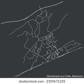 Detailed hand-drawn navigational urban street roads map of the DANNEMARIE-SUR-CRÈTE COMMUNE of the French city of BESANCON, France with vivid road lines and name tag on solid background