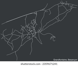 Detailed hand-drawn navigational urban street roads map of the GRANDFONTAINE COMMUNE of the French city of BESANCON, France with vivid road lines and name tag on solid background