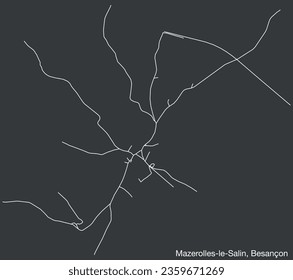 Detailed hand-drawn navigational urban street roads map of the MAZEROLLES-LE-SALIN COMMUNE of the French city of BESANCON, France with vivid road lines and name tag on solid background