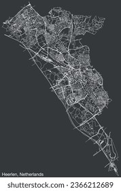 Detailed hand-drawn navigational urban street roads map of the Dutch city of HEERLEN, NETHERLANDS with solid road lines and name tag on vintage background