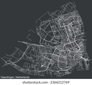 Detailed hand-drawn navigational urban street roads map of the Dutch city of VLAARDINGEN, NETHERLANDS with solid road lines and name tag on vintage background