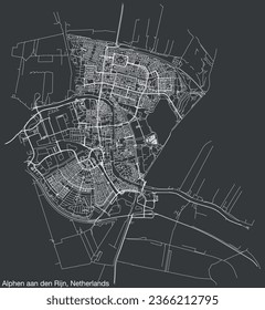 Detailed hand-drawn navigational urban street roads map of the Dutch city of ALPHEN AAN DEN RIJN, NETHERLANDS with solid road lines and name tag on vintage background