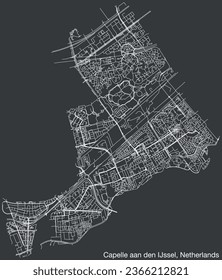 Detailed hand-drawn navigational urban street roads map of the Dutch city of CAPELLE AAN DEN IJSSEL, NETHERLANDS with solid road lines and name tag on vintage background