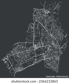 Detailed hand-drawn navigational urban street roads map of the Dutch city of KERKRADE, NETHERLANDS with solid road lines and name tag on vintage background