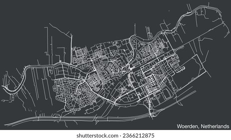 Detailed hand-drawn navigational urban street roads map of the Dutch city of AAA, NETHERLANDS with solid road lines and name tag on vintage background
