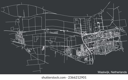 Detailed hand-drawn navigational urban street roads map of the Dutch city of WAALWIJK, NETHERLANDS with solid road lines and name tag on vintage background