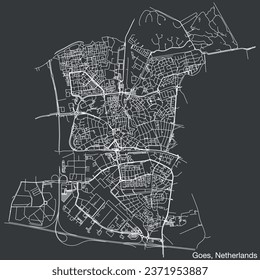 Detailed hand-drawn navigational urban street roads map of the Dutch city of GOES, NETHERLANDS with solid road lines and name tag on vintage background