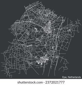 Detailed hand-drawn navigational urban street roads map of the Dutch city of EPE, NETHERLANDS with solid road lines and name tag on vintage background