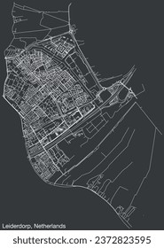 Detailed hand-drawn navigational urban street roads map of the Dutch city of LEIDERDORP, NETHERLANDS with solid road lines and name tag on vintage background