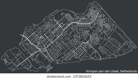 Detailed hand-drawn navigational urban street roads map of the Dutch city of KRIMPEN AAN DEN IJSSEL, NETHERLANDS with solid road lines and name tag on vintage background